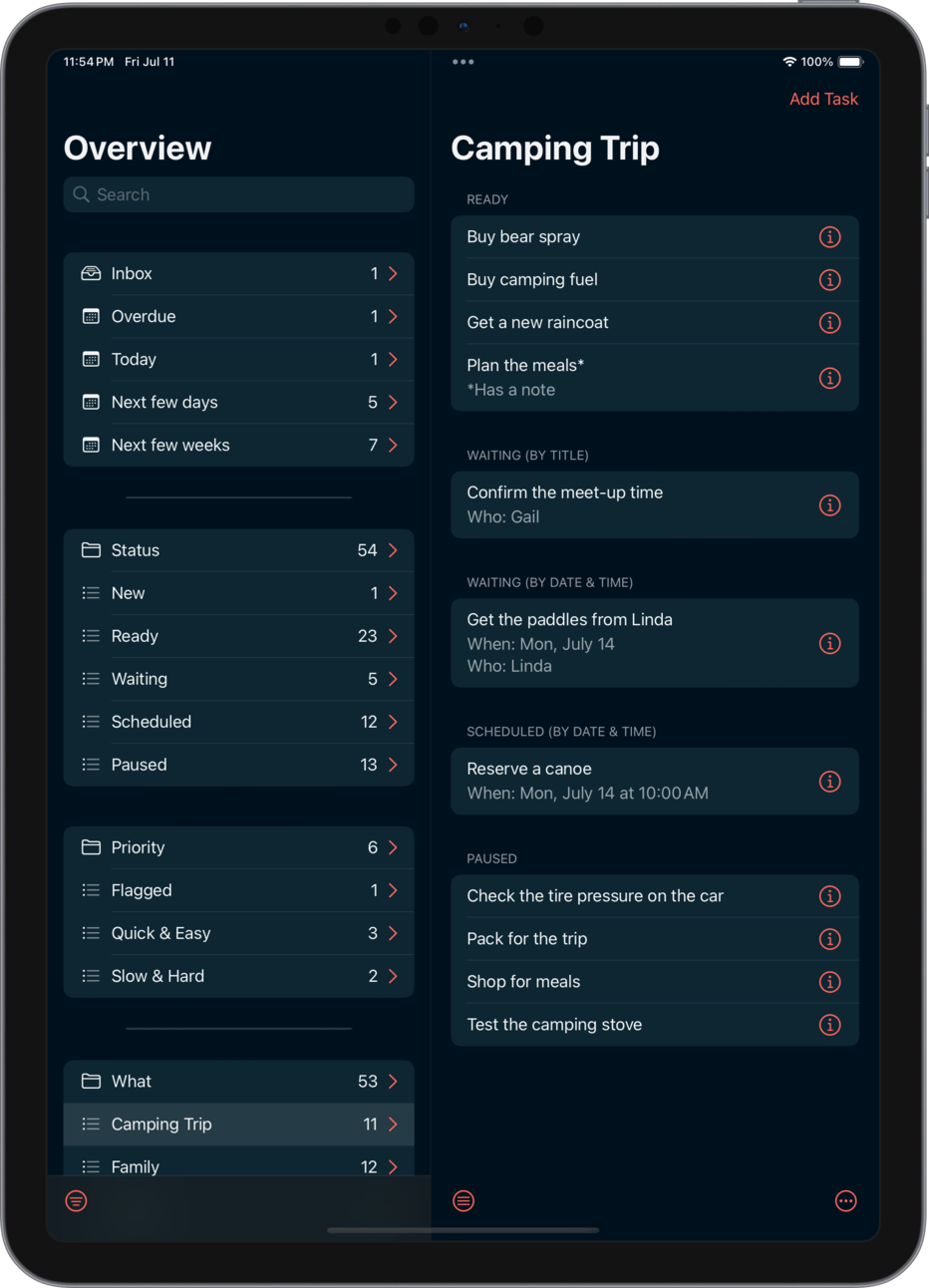 Task Overview (Dark Mode)