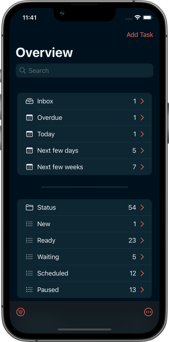 Task Overview (Dark Mode)