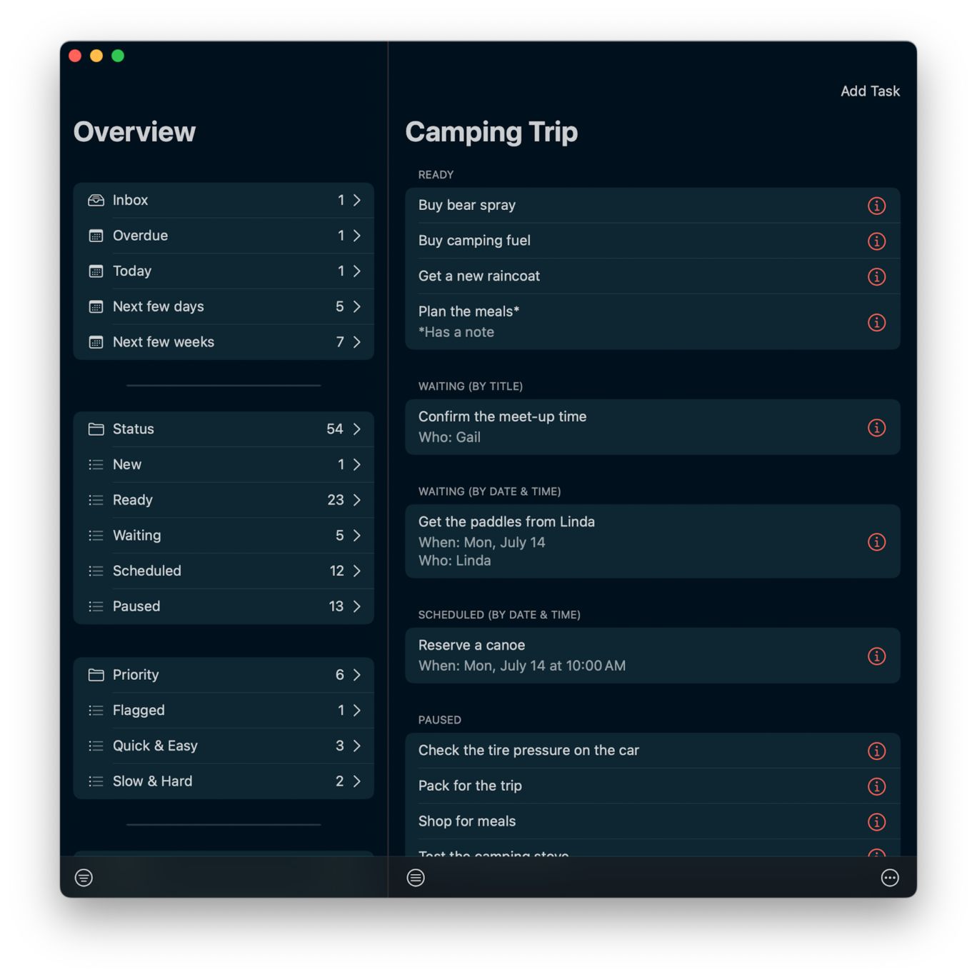 Task Overview (Dark Mode)